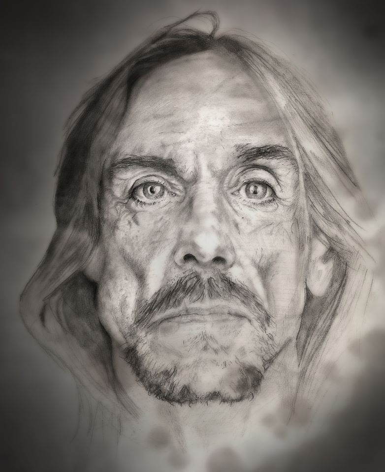 Pencil drawing: on the surface of “Iggy Pop”